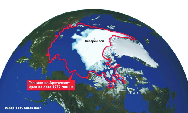 Слика 2 - Топење на мразот на Арктик