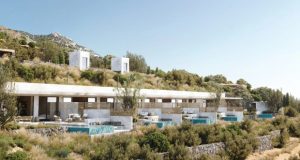Вилите Elysium Collection на Крит имплементирани во пејзажот